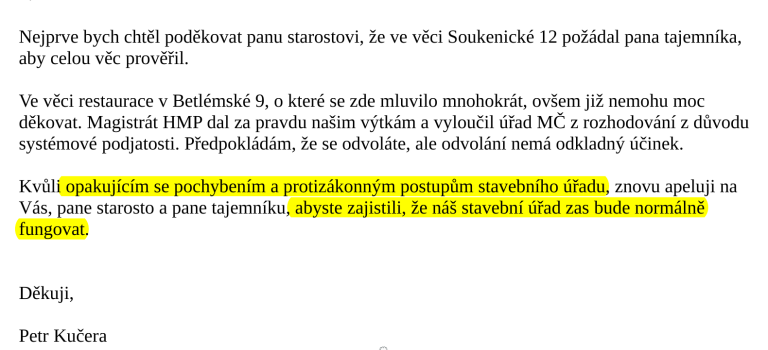 Kontrola grantů pro SVJ a další otázky k postupům Stavebního úřadu a ke směnárnám, co napalují cizince: Interpelace ze zastupitelstva 22. 11. 2016